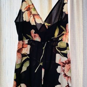 Women’s Black and Pink Floral Romper Size XL